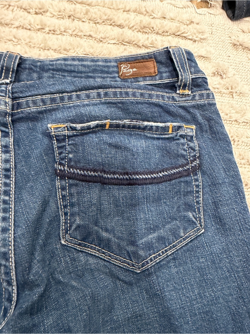 PAIGE Blue Flare Jeans in Washed Indigo - Picture 8 of 8